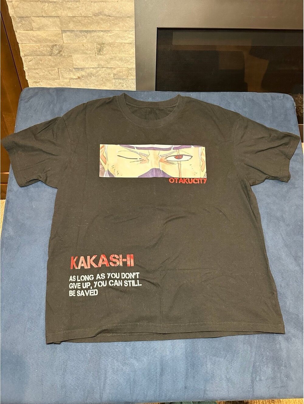 OtakuCity Naruto Kakashi Hatake Anime Graphic T-Shirt Black Sharingan